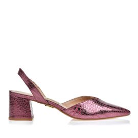 Slingback Salto Médio Croco Specchio Lilas
