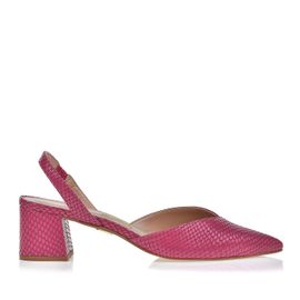 Slingback Salto Médio New Snake Berry