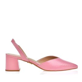 Slingback Salto Médio New Snake Pink