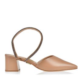Slingback Salto Médio New Couro Nude