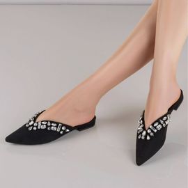 Flat Mule Jewel Preto