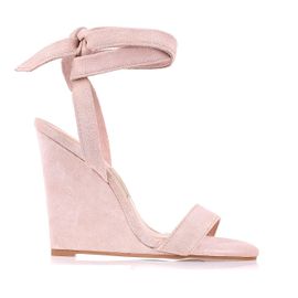 Anabela Salto Alto New Suede Nude