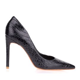 Scarpin Salto Alto New Croco Preta