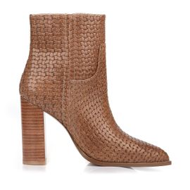 Bota Salto Alto Leather Triss Caramelo