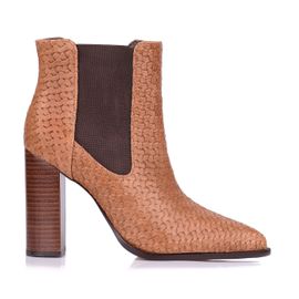 Bota Salto Alto Leather Triss Caramelo