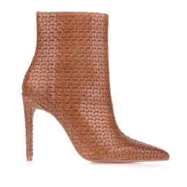Bota Salto Alto Leather Triss Caramel