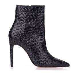 Bota Salto Alto Leather Triss Preta