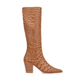 Bota Salto Médio New Croco Caramel