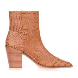 Bota Salto Médio New Croco Caramelo