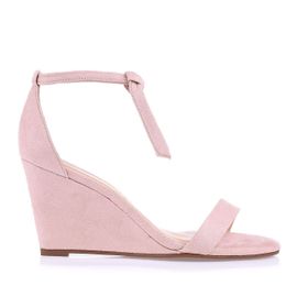 Anabela Salto Médio Tira/Lace Up Camurça Nude