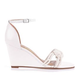 Anabela Salto Médio Cord Off White
