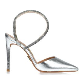 Slingback Salto Alto Metalizado Prata
