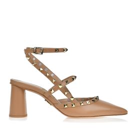 Slingback Salto Médio New Couro Pele