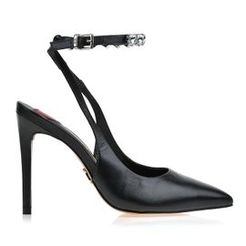 Slingback Salto Alto New Couro Preta