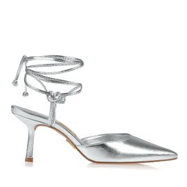 Slingback Salto Médio Metalizado Prata