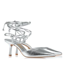 Slingback Salto Médio Metalizado Prata