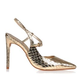 Slingback Salto Alto Snake Gold