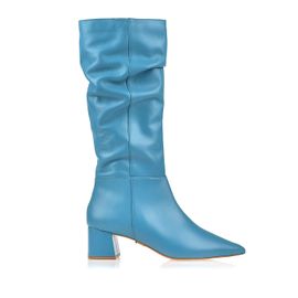 Bota Salto Médio New Couro Denim