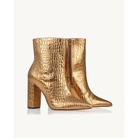 Bota Salto Alto Croco Old Gold