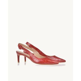 Slingback Salto Médio Aligator Red