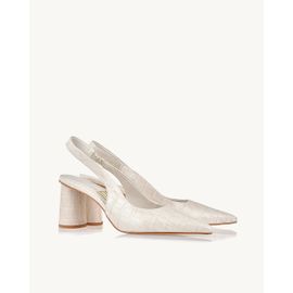 Slingback Salto Médio Aligator Off White