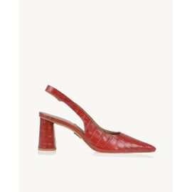 Slingback Salto Médio Aligator Red