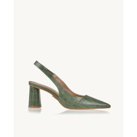 Slingback Salto Médio Aligator Olivine