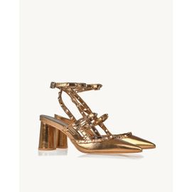 Slingback Salto Médio Metalizado Old Gold