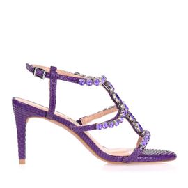 Sandália Salto Médio New Snake Violet