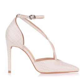 Scarpin Salto Alto Mini Croco Off White