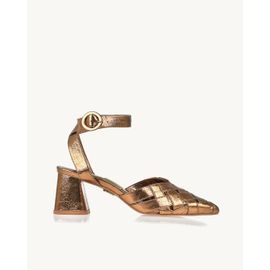 Slingback Salto Médio Metalizado Old Gold