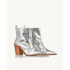 Bota Salto Médio Croco Silver