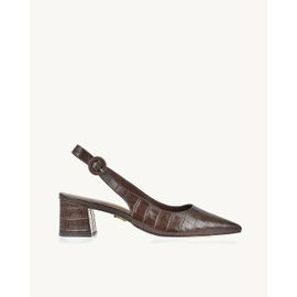 Slingback Salto Médio Aligator Coffee