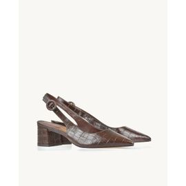 Slingback Salto Médio Aligator Coffee