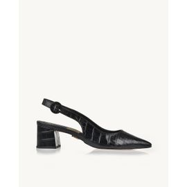 Slingback Salto Médio Aligator Preta