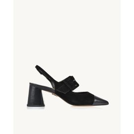 Slingback Salto Médio Chamois Preta