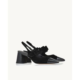 Slingback Salto Médio Chamois Preta