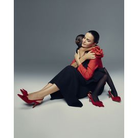 Slingback Salto Médio Chamois Red