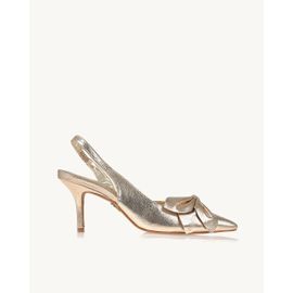 Slingback Salto Médio Metalizado Ouro Light