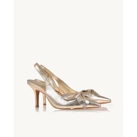 Slingback Salto Médio Metalizado Ouro Light