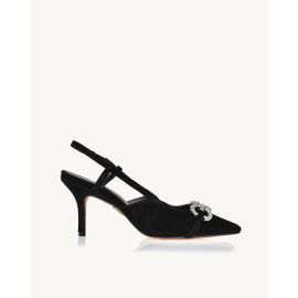 Slingback Salto Médio Chamois Preta