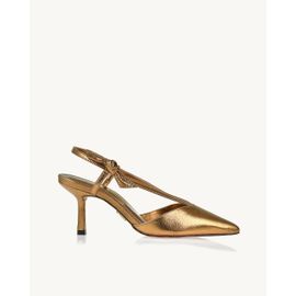Slingback Salto Médio Metalizado Old Gold
