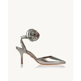Slingback Salto Médio Metalizado Old Silver