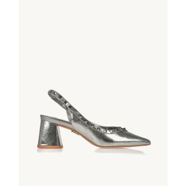 Slingback Salto Médio Metalizado Old Silver
