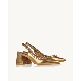 Slingback Salto Médio Metalizado Old Gold