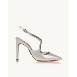 Slingback Salto Alto Sued Silver
