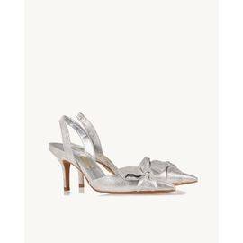 Slingback Salto Médio Stoned Silver