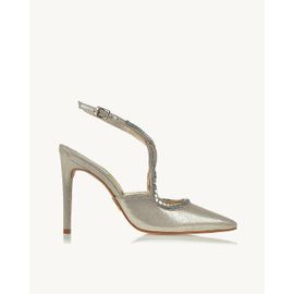 Slingback Salto Alto Sued Gold