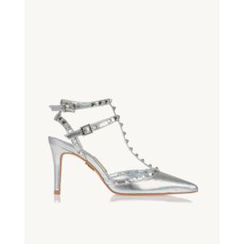 Slingback Salto Médio Metalizado Silver