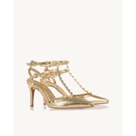 Slingback Salto Médio Metalizado Or
